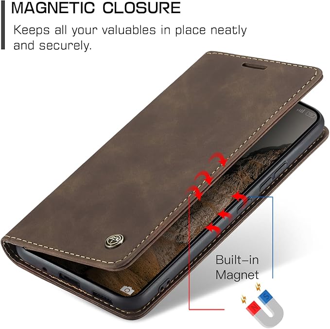 for Xiaomi Poco X6 Pro 5G Case, Flip Wallet Leather Case with Card Holder Magnetic Closure Shockproof Kickstand Protective Phone Cases Cover for Xiaomi Poco X6 Pro 5G,Coffee