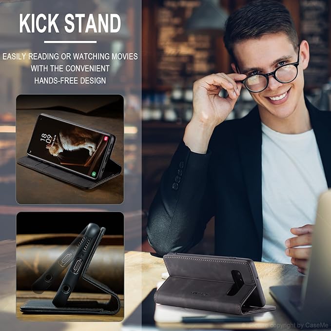 for Samsung Galaxy S10 Case, Flip Wallet Leather Case with Card Holder Magnetic Closure Shockproof Kickstand Protective Phone Cases Cover for Samsung S10,Black