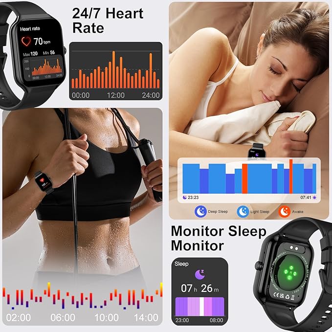 Smart Watch (Answer/Make Calls), 1.96"HD Smartwatch for Men Women 113+ Sport Modes, 2025 New Activity Tracker with Heart Rate/Sleep Monitor, Pedometer, IP68 Waterproof Fitness Watch for Android iOS