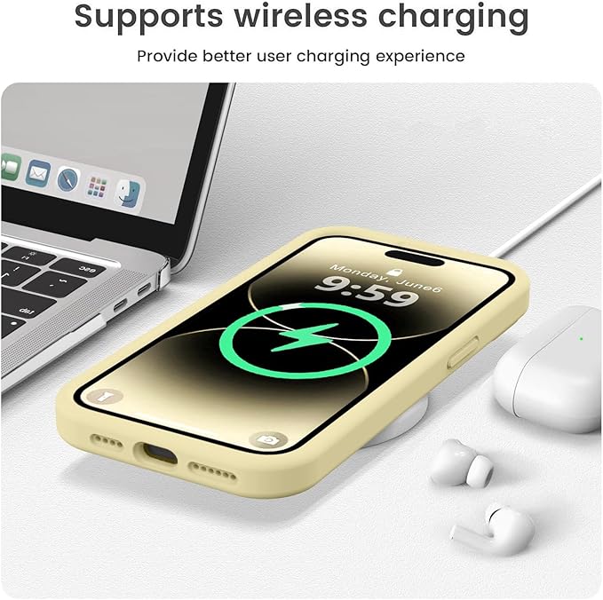 Vooii Compatible with iPhone 14 Pro Max Case, Liquid Silicone Upgrade [Camera Protection] [Soft Anti-Scratch Microfiber Lining] Shockproof Phone Case for iPhone 14 Pro Max 6.7 inch - Creamy Yellow