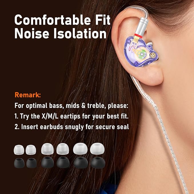 Vibes 202M Wired Earbuds - HiFi in Ear Monitor Headphones - Noise-Isolating Ear Buds w/ Mic - Clear Sound, Deep Bass & Comfort-Fit Gaming Earphones - MMCX to 3.5mm & Silver Plated Cord, Carrying Case