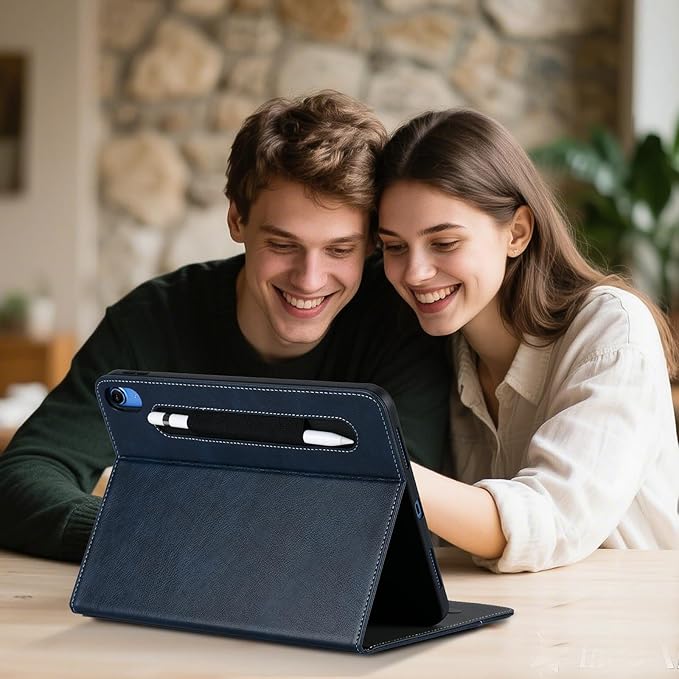 HFcoupe Case for iPad a16 11th Generation 11 Inch 2025, Book Style iPad Gen 10 Case 2022 10.9-inch, Auto Wake/Sleep Cover Stand Protective Folio with Pocket & Magnetic Closure, Navy