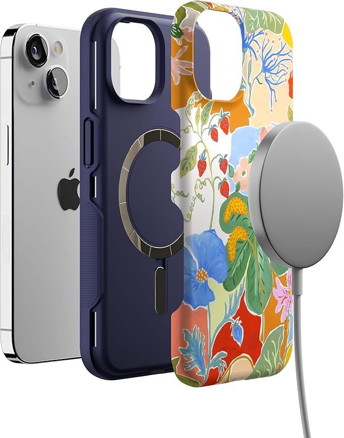 Casely iPhone 14 Case | Botanical Blooms | Floral Patchwork | Compatible with MagSafe | Bold Protective Design