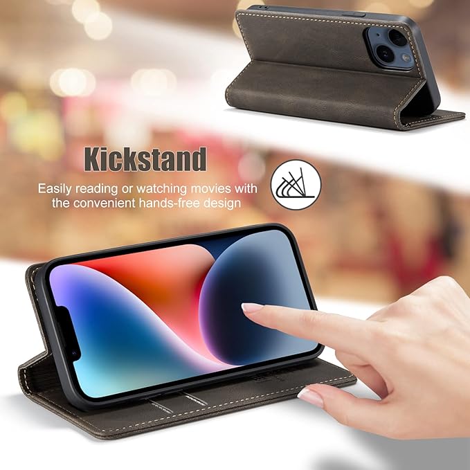 japezop iPhone 14 Case, iPhone 14 Wallet Case with [RFID Blocking] Card Holder Kickstand Magnetic,Leather Flip Case Wallet for iPhone 14 5G 6.1 Inch (Coffee)