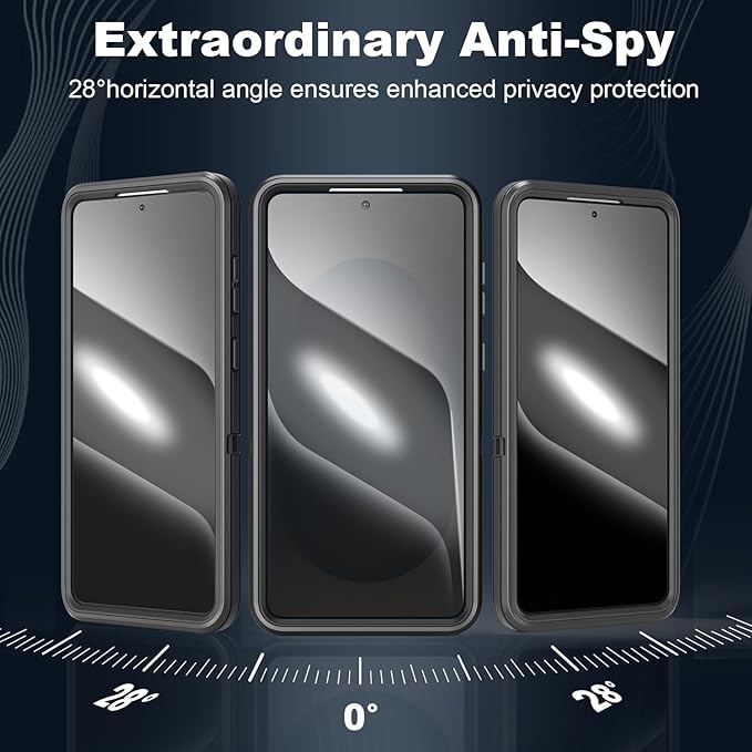 Designed for Samsung Galaxy S24/S25 Case [with Privacy Screen Protector] 3-Layer Full Body Protection Rugged Shockproof Heavy Duty Phone Case Cover, Black