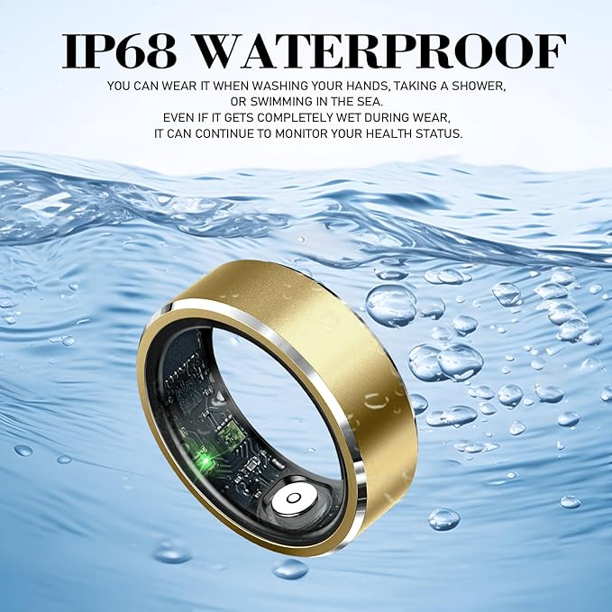 Smart Ring for Women Men,IP68 Waterproof Wearable Fitness Tracker with Sleep Tracking Heart Rate Healthy Monitor Ring Activity Monitoring Steps for iOS Android
