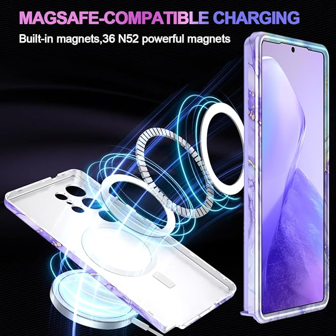 Casetego for Galaxy S25 Ultra Case,Compatible with MagSafe,[Military Grade Drop Test] Full Body Protection Slim Shockproof Rugged Marble Women Case for Samsung Galaxy S25 Ultra 6.9 inch,Cobalt Violet