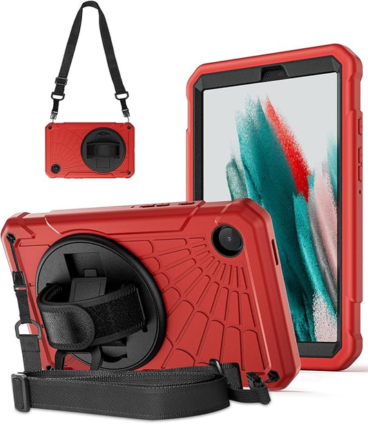 Case for Samsung Galaxy Tab A9 8.7 Inch 2023, 360° Rotating Stand, Hand Strap&Shoulder Strap Case for Samsung A9 Tablet(SM-X110/X115/X117) (Red)