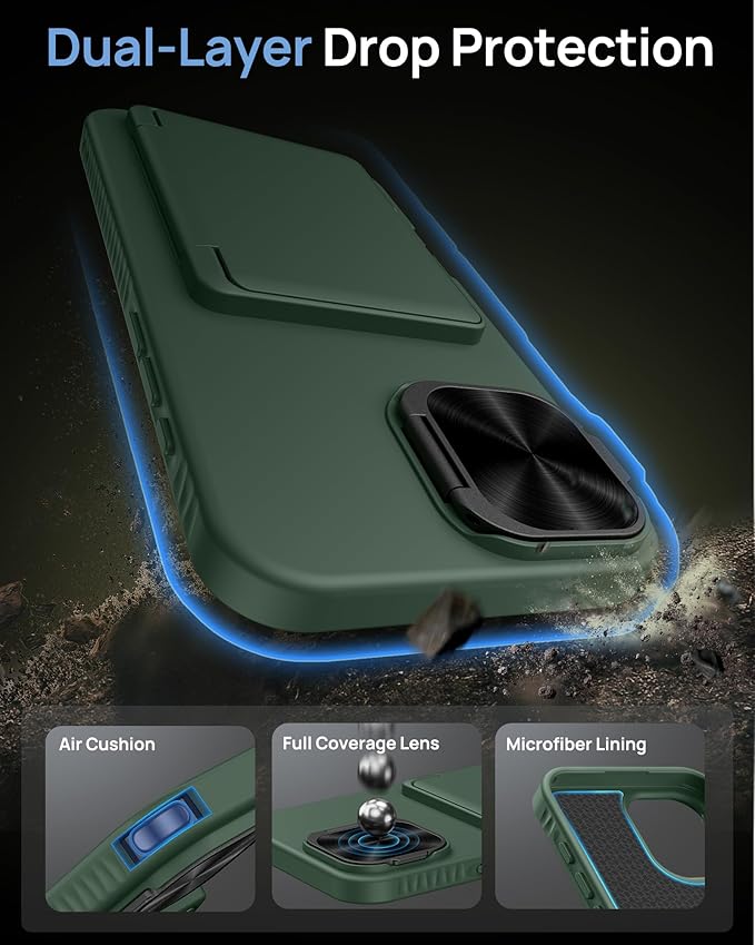 for iPhone 16 Plus Case Wallet with Stand, Built-in Card Holder & Camera Lens Cover, Military Grade Drop Protection Shockproof Rugged Protective Phone Case for iPhone 16 Plus 6.7" 2024, Green