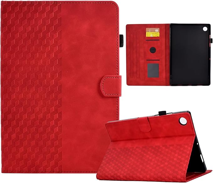 Case for Lenovo Tab M10 Plus 3rd Gen 2022 10.6 inch (TB125FU/TB128FU/TB128XU) PU Leather Folio Magnetic Smart Cover Card Holder with S Pen Holder, Red