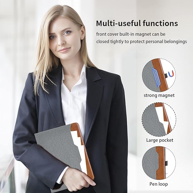 Case for Samsung Galaxy Tab A7 Lite 8.7 Inch 2021 (SM-T227/T225/T220) - PU Leather Business Flip Case with Hand Strap and Pocket, Gray