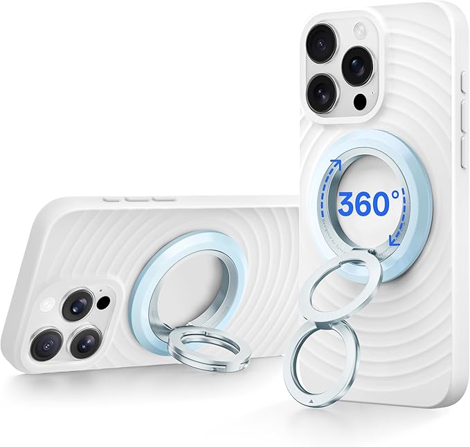 SYNCWIRE Magnetic Phone Ring Holder for MagSafe, 360° Rotation Dual Sided Magnet Grip Cell Phone Ring Stand Finger Kickstand Compatible with iPhone 16 15 14 13 12 Pro Max fits MagSafe - Blue