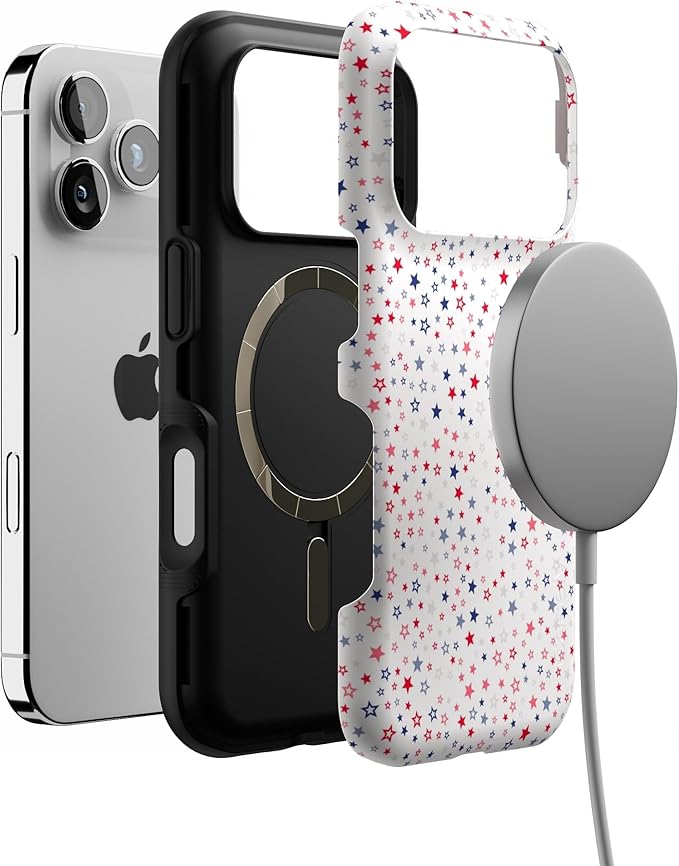 Casely iPhone 17 Pro Case | Seeing Stars | Red, White & Blue | Bold Protective Design | Compatible with MagSafe