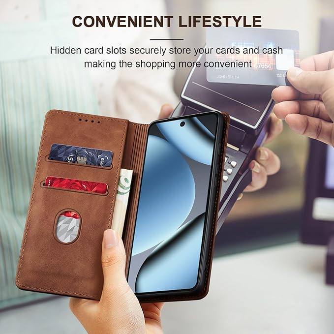 Jasonyu Flip Wallet Case for Google Pixel 10/10 Pro 5G,Leather Magnetic Folio Cover with Card Holder,Kickstand - TPU Shockproof Durable Protective Phone Case,Brown