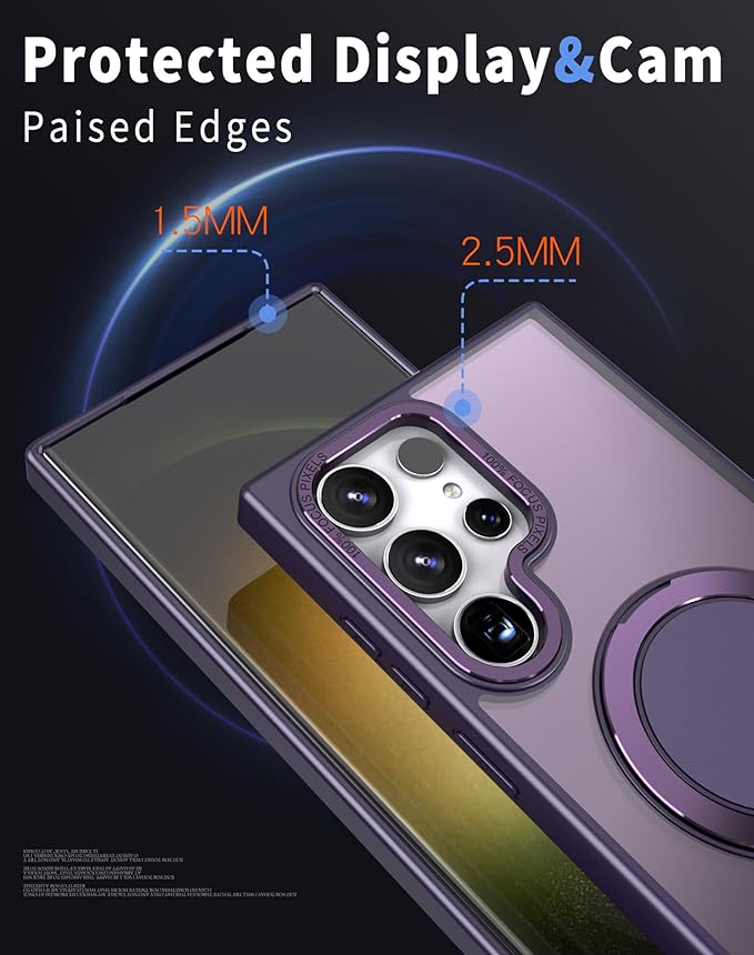 Magnetic Stand Case for Samsung Galaxy S22 Ultra/S23 Ultra [with 2 Screen Protectors] [360° Rotation Magnetic Stand] [Compatible with Magsafe] Military-Grade Drop Protection Case, Purple