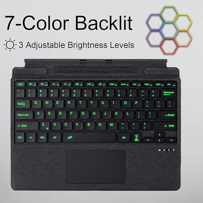 mobee Type Cover for Microsoft Surface Pro 13 inch, Compatible with Surface Pro 13"(11th Edition) / Pro 11 / Pro 10 / Pro 9 / Pro 8 / Pro X, Slim Keyboard with Trackpad Mouse, Backlit, & Pen Holder