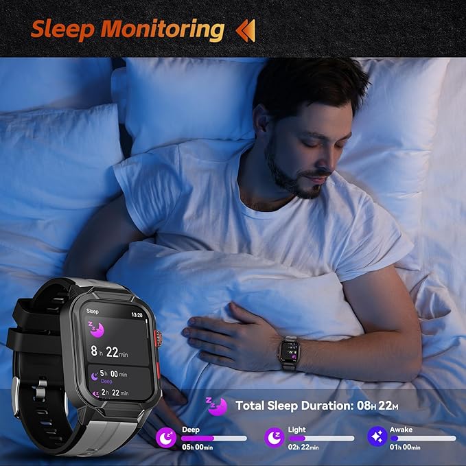 Smart Watches for Men (Answer/Make Calls), 1.96" Fitness Smart Watch with Heart Rate/Blood Oxygen/Sleep Monitor/100+ Sport Modes, 3ATM Waterproof Smartwatch Mens Watches for Android and iPhone