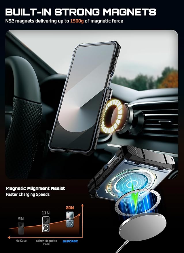 SUPCASE for Samsung Galaxy Z Flip 7 Case with Stand & Front Screen Protector (Unicorn Beetle Grip), [Support MagSafe] [Hinge Protection] Full Body Military-Grade Rugged Back Phone Cover, Tilt