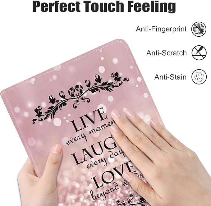 Case for Samsung Galaxy Tab A7 10.4 inch 2022/2020 (SM-T500/T503/T505/T507/T509), Premium PU Leather Stand Folio Cover with Auto Sleep/Wake, Glitter Quote Live Laugh Love
