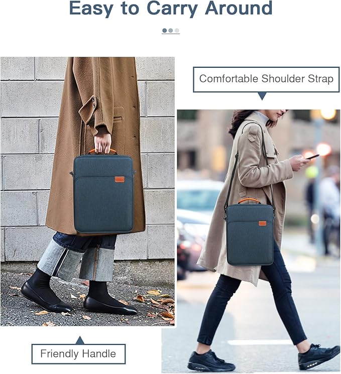 MoKo 13.3-14 Inch Laptop Sleeve Bag Fits Macbook Pro 13" M2 2022/Pro M1 Pro/M1 Max 14.2 2021, Macbook Air 13.6" M2 2022, Tab S8 Ultra 14.6", Handle Carrying Case with Shoulder Strap, Indigo