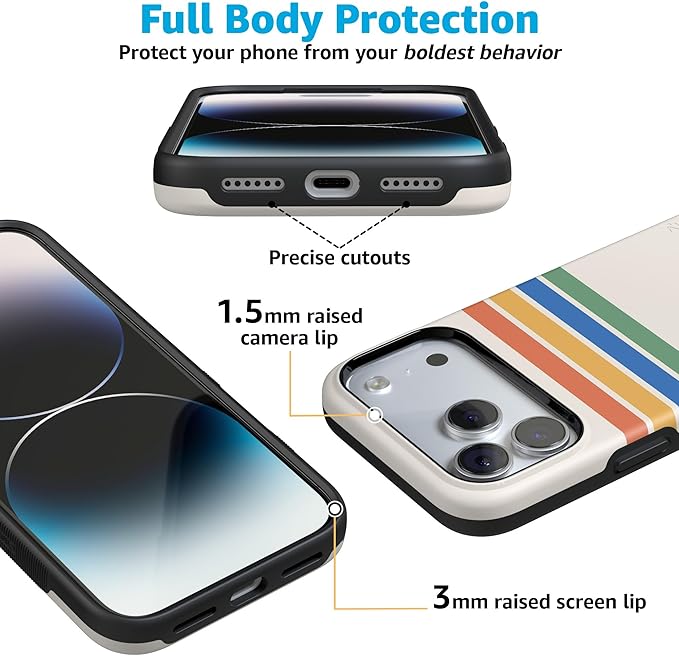 Casely iPhone 17 Pro Case | Totally Groovy | Rainbow Stripes Color Block | Compatible with MagSafe | Bold Protective Design