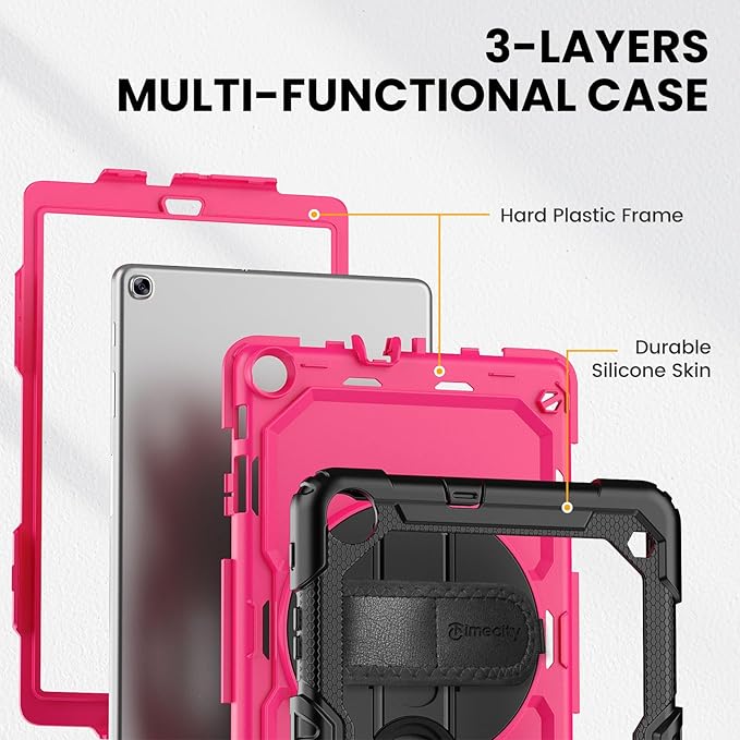Timecity for Samsung Galaxy Tab A 10.1 Case 2019, Only Fit (SM-T510/ SM-T515/ SM-T517), Drop Proof with Hand Strap Stand Screen Protector Pencil Holder for Galaxy Tab A 10.1 Case - Rose
