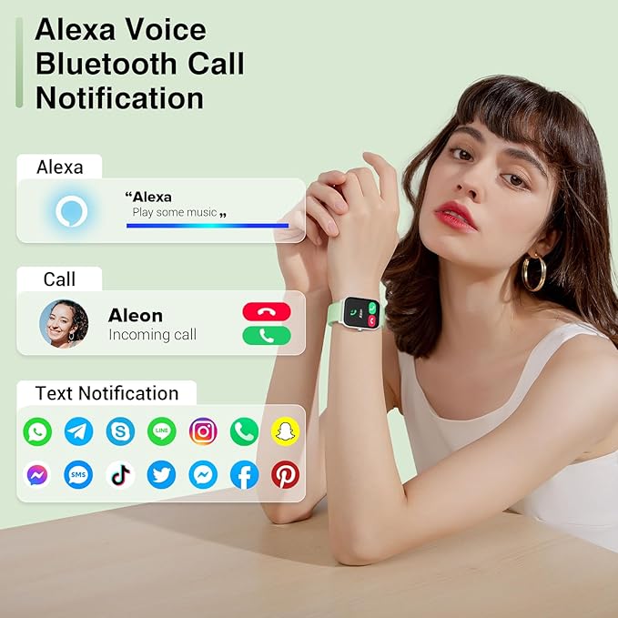 Smart Watches for Women Men, 2025 Smartwatch 1.8'' Alexa Fitness Tracker Smart Watch Compatible for Android iPhone with Bluetooth Call (Answer/Make), IP68 Waterproof Heart Rate/Sleep/SpO2 Monitor 110+