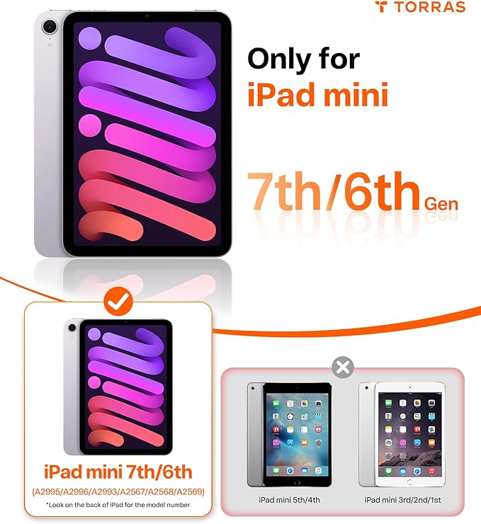 TORRAS for iPad Mini 7 A17 Pro Case, iPad Mini 6 Case with Pencil Holder, Ultra Stable Stand, Multiple Adjustable Viewing Angles, Slim Protective Kickstand Cover, Translucent iPad Mini 6th Case, White