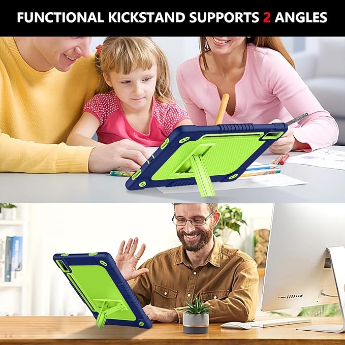for Lenovo Tab P12 12.7 Inch Tablet Case,Heavy-Duty Drop-Proof Shockproof Hybrid Kids Protective Case for Lenovo Tab P12 TB-370FU/Xiaoxin Pad Pro 371FC+Screen Protector (Navy/Green,2 Pack)