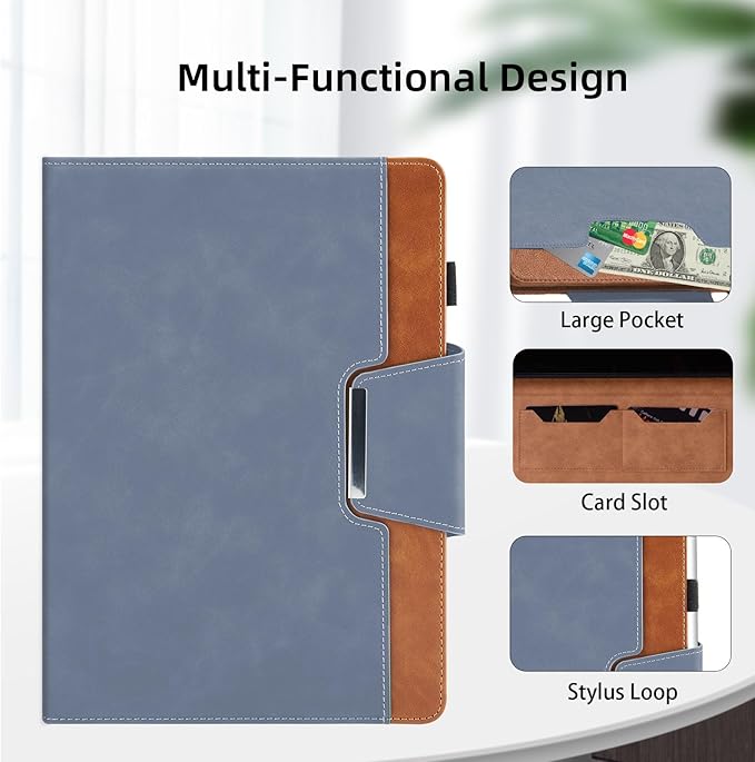 Case for Samsung Galaxy Tab S10 Lite/S10 FE/S9 FE 10.9 Inch/S9 11 Inch - Multi-Angle Stand Cover with Pocket, PU Leather Folio Case with Magnetic Clasp, Auto Wake/Sleep Smart Tablet Cover, Gray