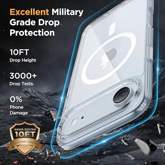 Miracase Magnetic for iPhone Air Case 2025 with Screen Protector(Compatible with MagSafe), Slim Thin Translucent Matte Military-Grade Protected Phone Cover for iPhone 17 Air 6.5",Clear