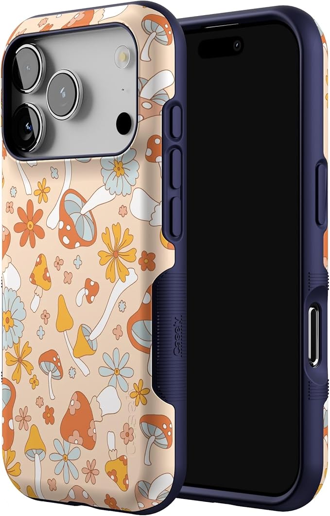 Casely iPhone 17 Pro Case | Mushroom Magic | Retro Floral | Bold Protective Design | Compatible with MagSafe