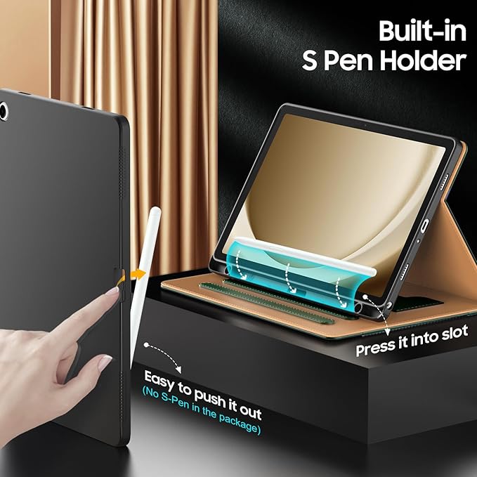 OKP Case for Samsug Galaxy Tab A9+ Plus 11 inch 2024(SM-X210/X216/X218), PU Leather Folio Cover with Multi-Angle Stand//Pen Holder, Auto Wake/Sleep Case for Galaxy A9+ 11" Tablet (Alpine Green)