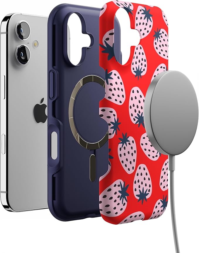 Casely iPhone 17 Case | I'd Pick You | Red Strawberry | Bold Protective Design | Compatible with MagSafe