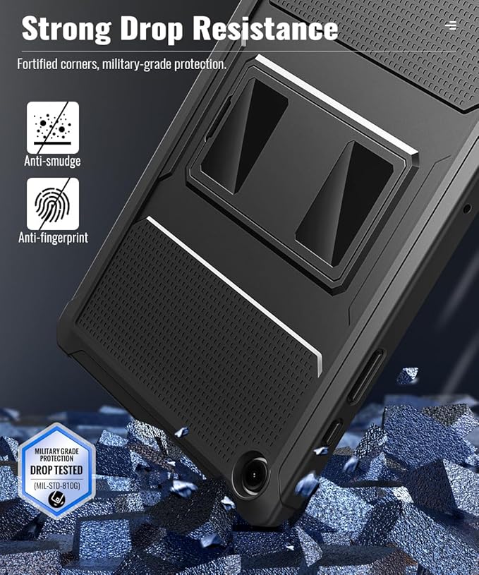 MoKo Case Fit Galaxy Tab A9 Plus 11-Inch 2023 (SM-X210/X216/X218), Shockproof Full Body Rugged Stand Back Cover Built-in Screen Protector Fit Galaxy Tab A9+ 11" 2023, Black