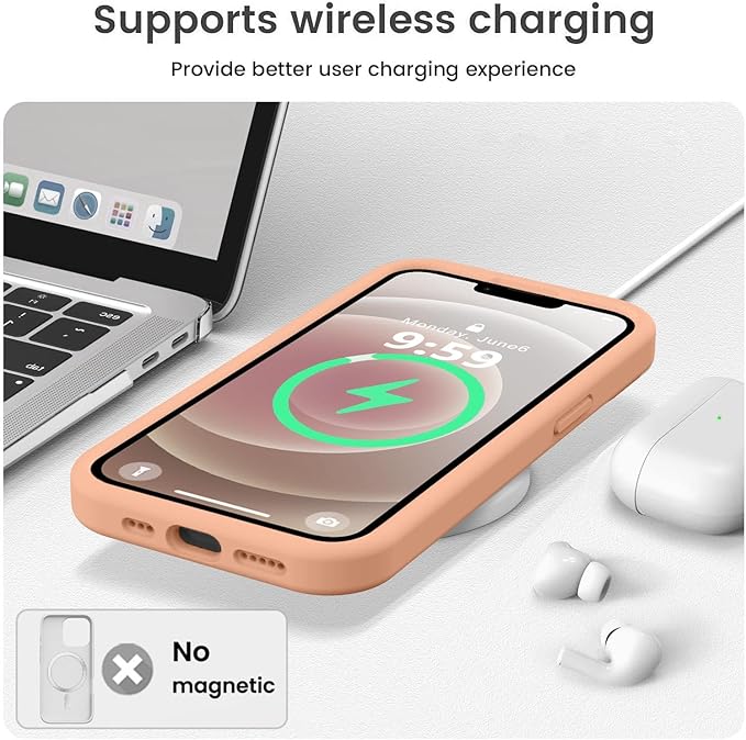 Vooii Compatible with iPhone 12 Case/iPhone 12 Pro Case, Liquid Silicone Upgrade [Soft Anti-Scratch Microfiber Lining] [Shockproof Drop Protection] Phone Case 6.1 inch - Cantaloupe