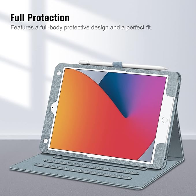 Fintie Case for iPad 9th / 8th / 7th Generation (2021/2020/2019) 10.2 Inch - [Corner Protection] Multi-Angle Viewing Stand Cover with Pocket & Pencil Holder, Auto Sleep Wake, Cloudy Blue