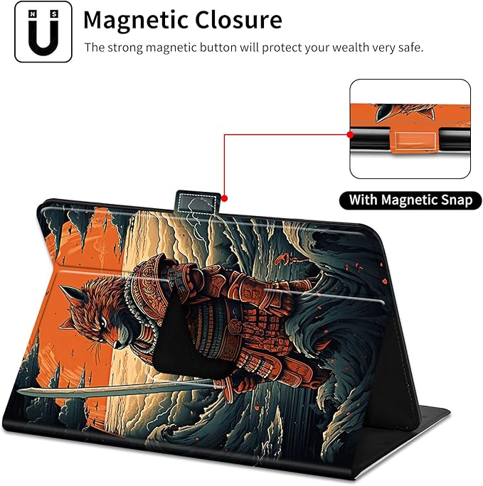 for Lenovo Tab M9 Case,9 inch Tablet Cover, Magnetic Closure Travel Portable Protective Case with 360 Degree Rotating Stand for Lenovo Tab M9 TB-310FU 2023-Warrior Wolf