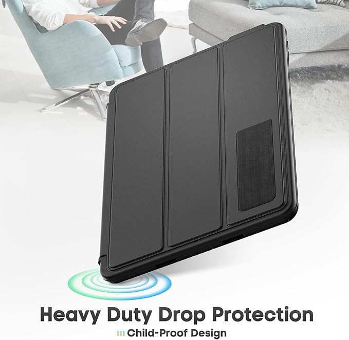 SEYMAC stock Case for iPad 9th/ 8th/ 7th Generation 10.2'', 3-Layers Full-Body Shockproof Case with Pencil Holder Folio Stand/Detachable Cover, Auto Sleep/Wake Magnetic for iPad 10.2 inch, Black