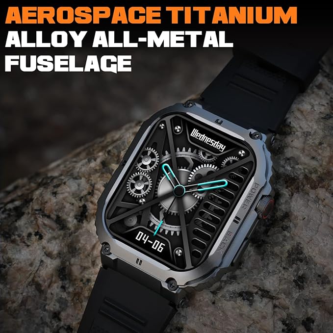 Smart Watch,100M Waterproof Rugged Military Smartwatch with Bluetooth Call(Answer/Dial Calls) 2-inch Utral Large HD Display 70 Days Extra Long Battery Life,100+ Sports Modes Fitness Tracker