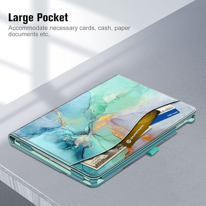 Fintie Case for iPad 9th / 8th / 7th Generation (2021/2020/2019) 10.2 Inch - [Corner Protection] Multi-Angle Viewing Stand Cover with Pocket & Pencil Holder, Auto Sleep Wake, Emerald Marble