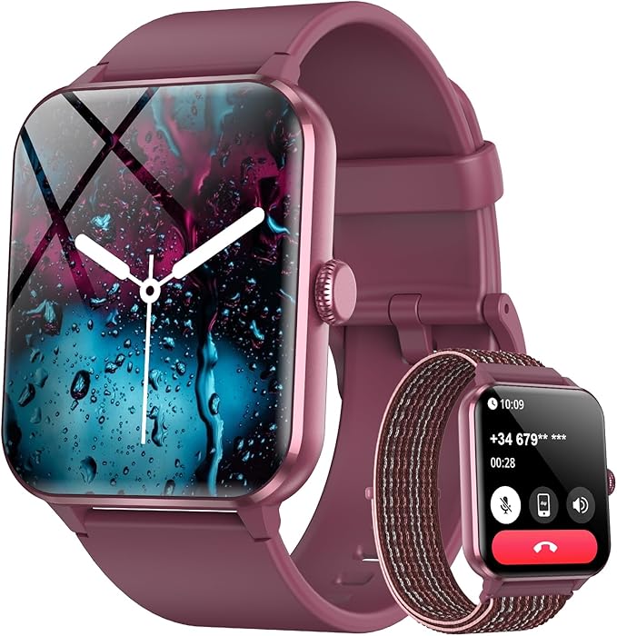 Blackview 2025 Fitness Tracker (Answer/Make Calls), Smart Watch for Men and Women with Heart Rate/SpO2/Sleep Monitor/2 Straps, 100+ Sports Modes, IP68 Waterproof Activity Tracker for Android/iPhone