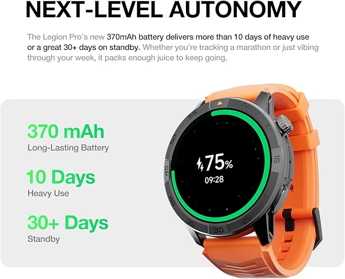 AGM Legion Pro Smart Watch with Offline Maps, Bluetooth Calling, AMOLED Gorilla Glass Display, Advanced Health Tracking, Gyroscope, DIY Dial, 5 ATM & IP69 Multisport GPS Fitness Watch, 2 Stylish Bands