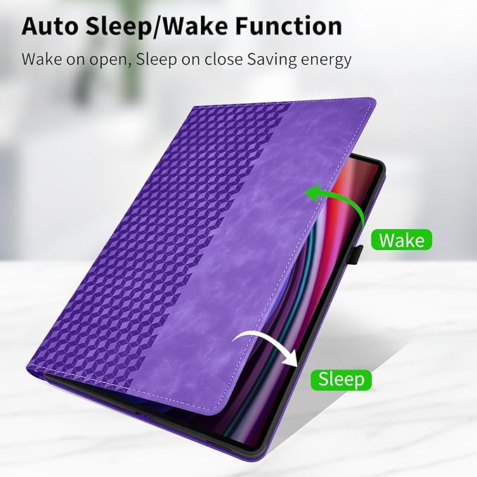 Case for Samsung Galaxy Tab S10 Plus 2024/ S9 Plus/S9FE Plus 12.4,360 Degree Rotating PU Leather Folio Protective Cover with Auto Sleep/Wake,Card Holder&Shoulder Strap for Woman Man, Purple