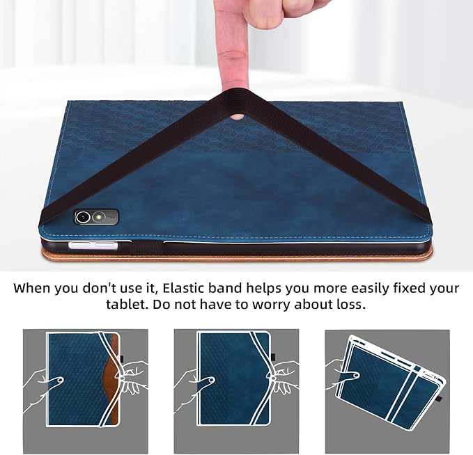 Case for Lenovo Xiaoxin Pad Pro 12.7" 2025 Retro Folio Cover for Xiaoxin Pad Pro 12.7 inch with Hand Strap,Multi-Angle Stand Cover PU Leather with Card Pocket,Blue