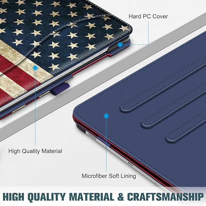 Fintie Case for Samsung Galaxy Tab S10 Lite/ S10 FE/ S9 FE 5G 10.9 Inch/Tab S9 11 Inch with S Pen Holder, Multi-Angle Viewing Protective Cover with Pocket, Auto Sleep/Wake, US Flag