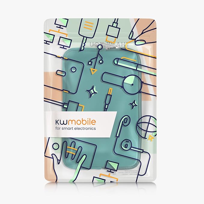 kwmobile Neoprene Pouch Compatible with 8"-8,4" Tablet - Universal Sleeve Case Cover with Zipper for Tablet - Petrol