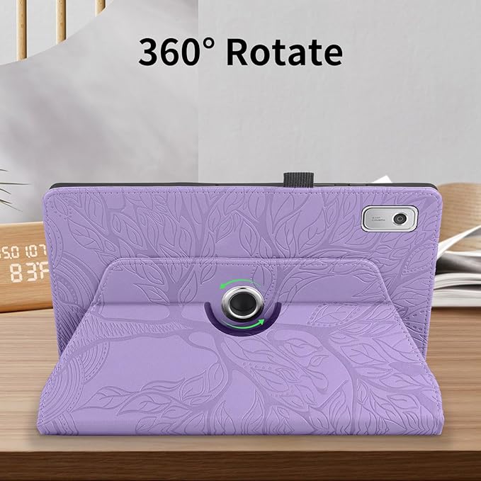 Rotating Case for Lenovo Tab M9 9.0 inch (TB-310FU) 2023 Released PU Leather Cover Lightweight Flip Stand Shell with Pen Holder for Lenovo Tab M9 9" 2023 Tablet-Purple
