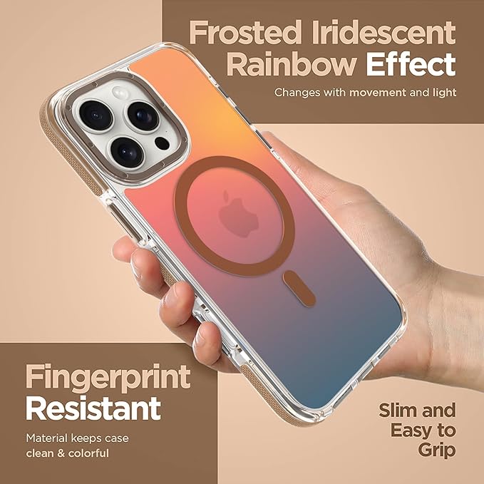 MOWIME Magnetic Case for iPhone 16 Pro Max [Compatible with Magsafe] [Cute Fashion Fluorescent Design] [1 Screen Protector] Slim Translucent Matte Case for iPhone 16 Pro Max 6.9" 2024, Desert