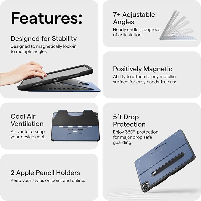 ZUGU Case for iPad Pro 12.9 Case 5th / 6th Generation Stand 2021/2022, Slim Protective Cover with Wireless Apple Pencil Charging, Magnetic Stand & Sleep/Wake Magnetic Cover, Pine